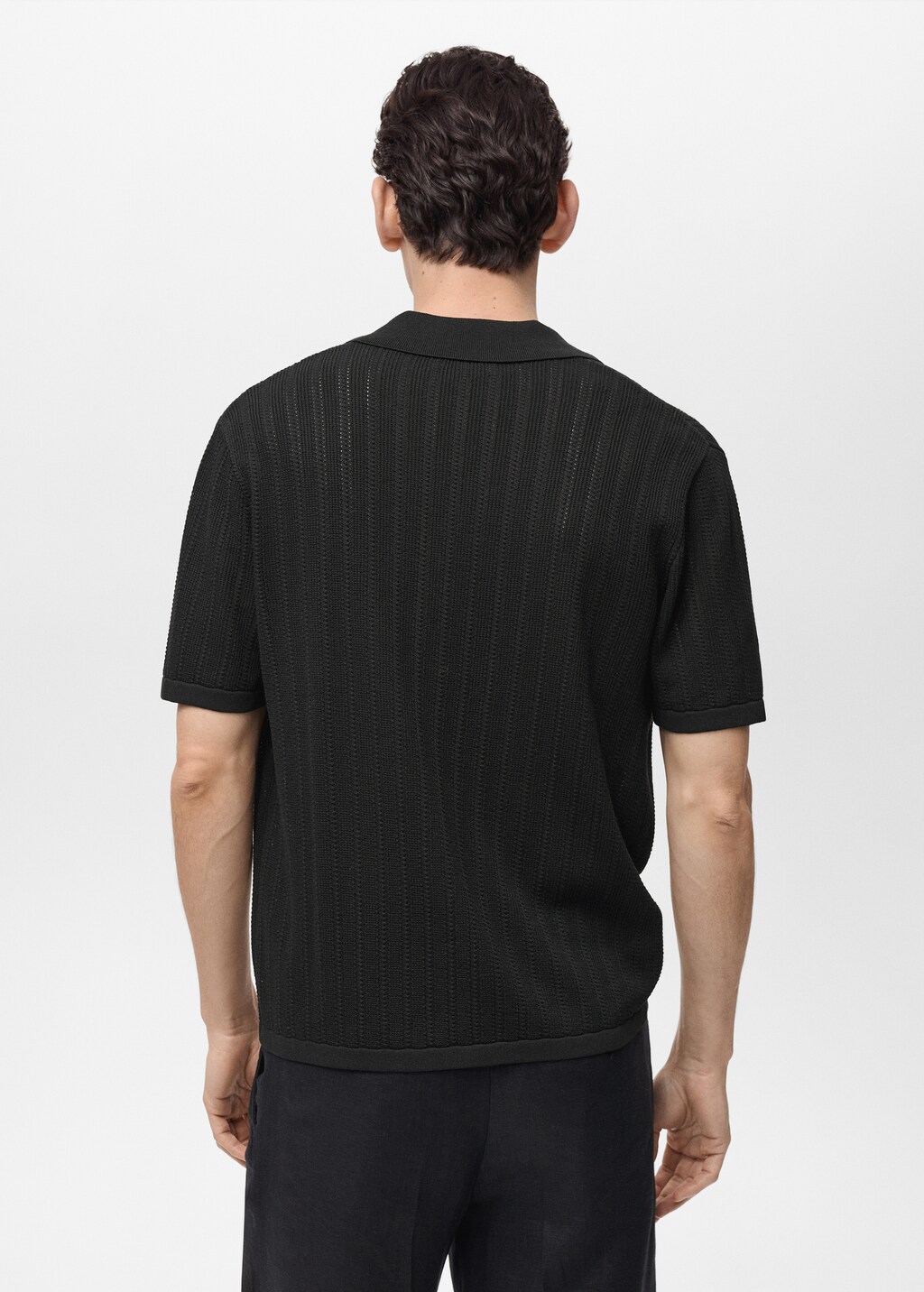 Knitted shirt with pointelle detail - Black