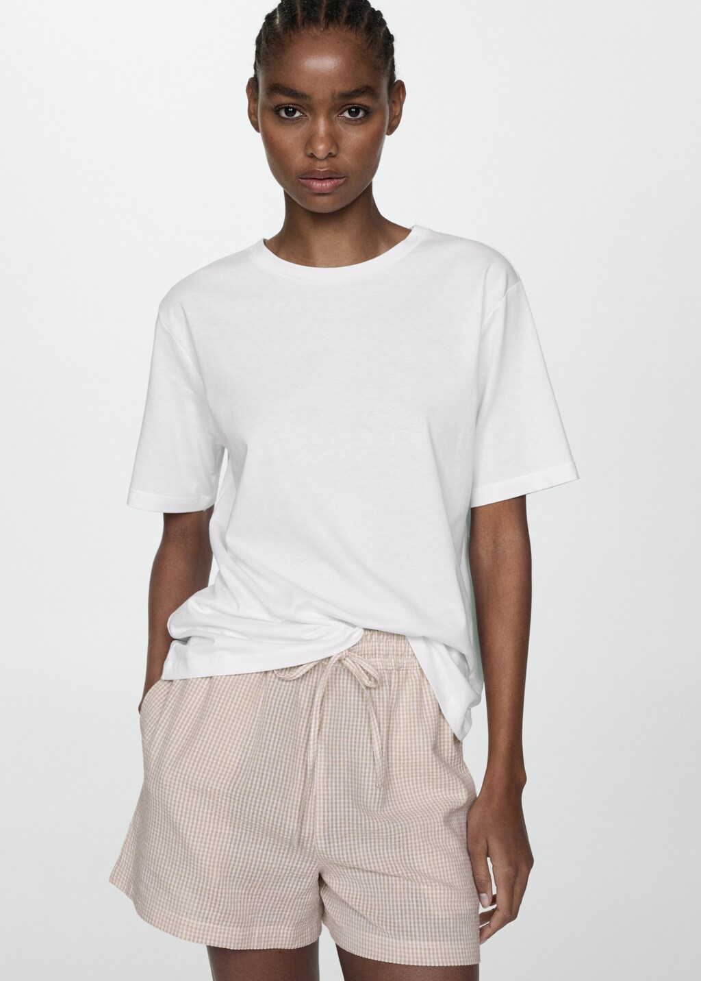 Gingham-check two-piece pyjamas - Dark Navy