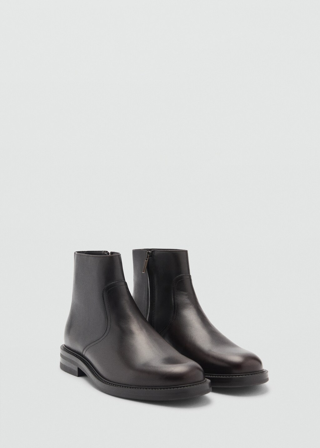 Zipped leather ankle boots - Brown