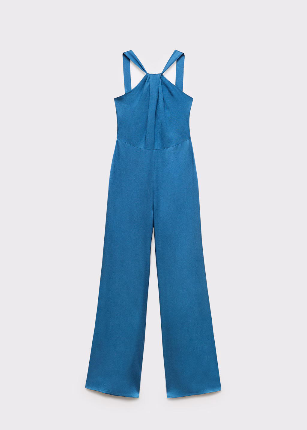 Halter-neck satin jumpsuit - Petrol Blue