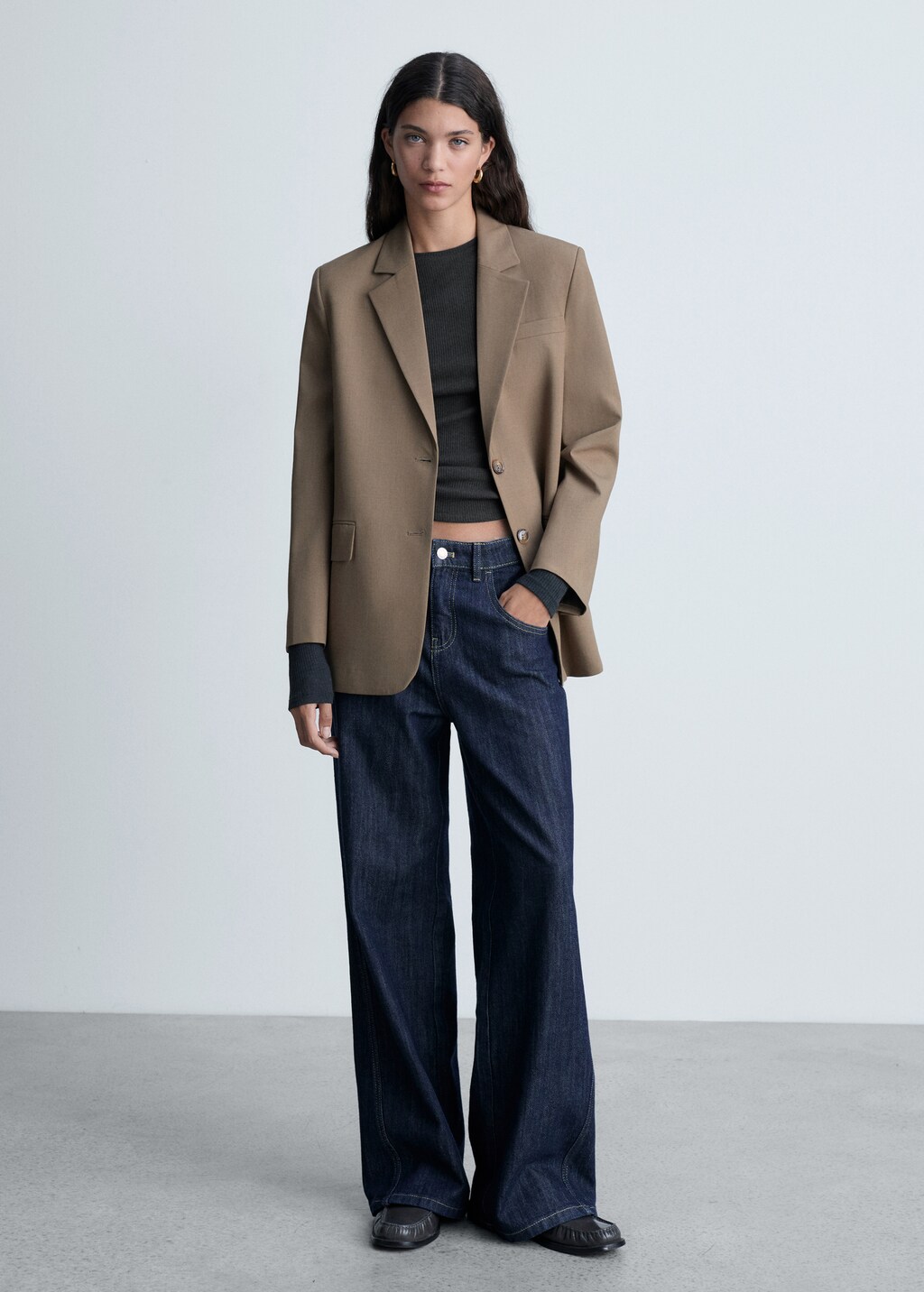 Ribbed long-sleeved t-shirt - Khaki