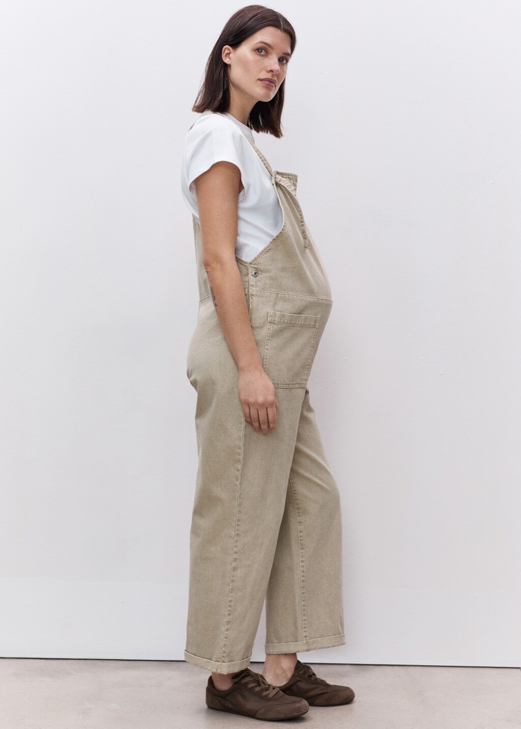 Maternity denim dungarees - Light/Pastel Grey