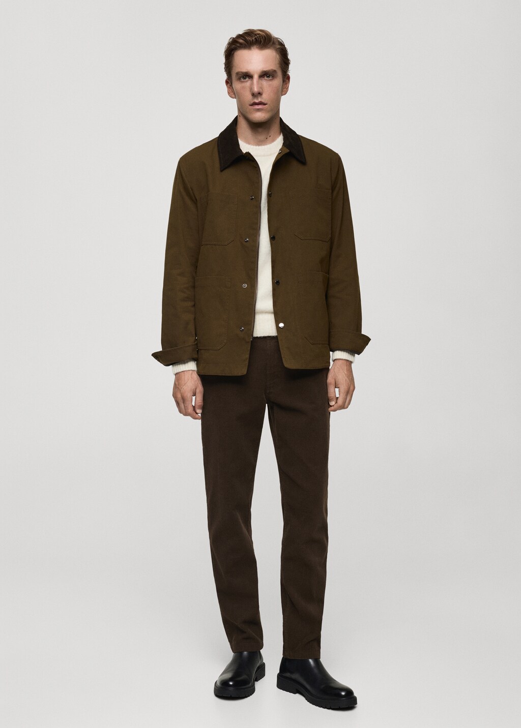 Corduroy regular-fit trousers - Off White