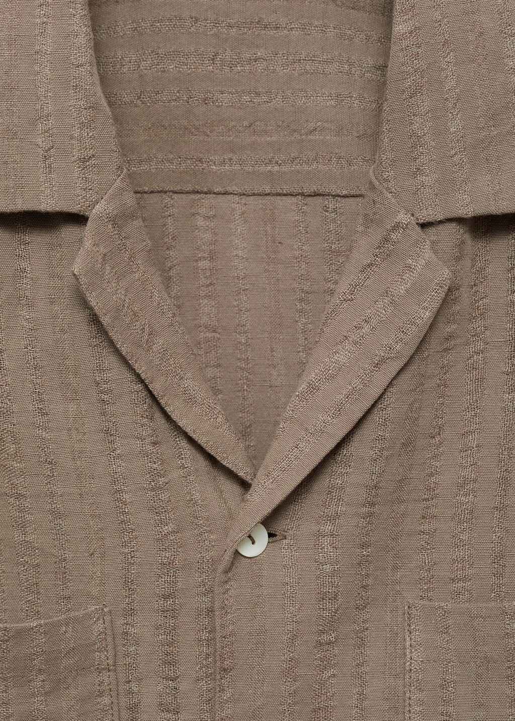 Cotton shirt with textured stripes - Khaki