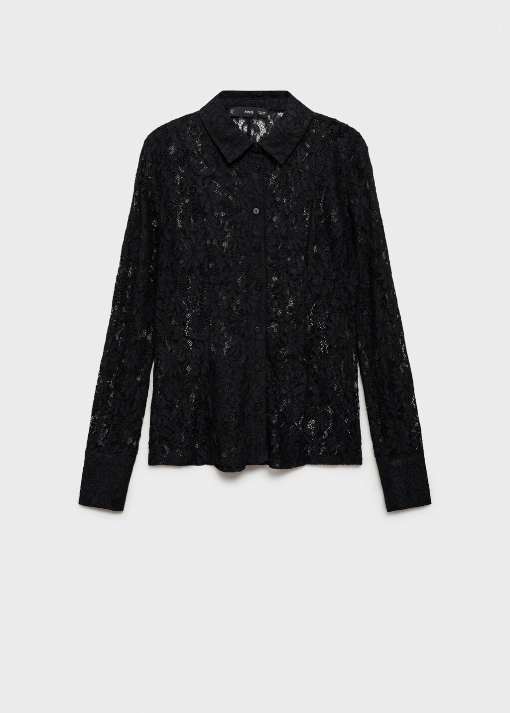Transparent lace shirt - Black