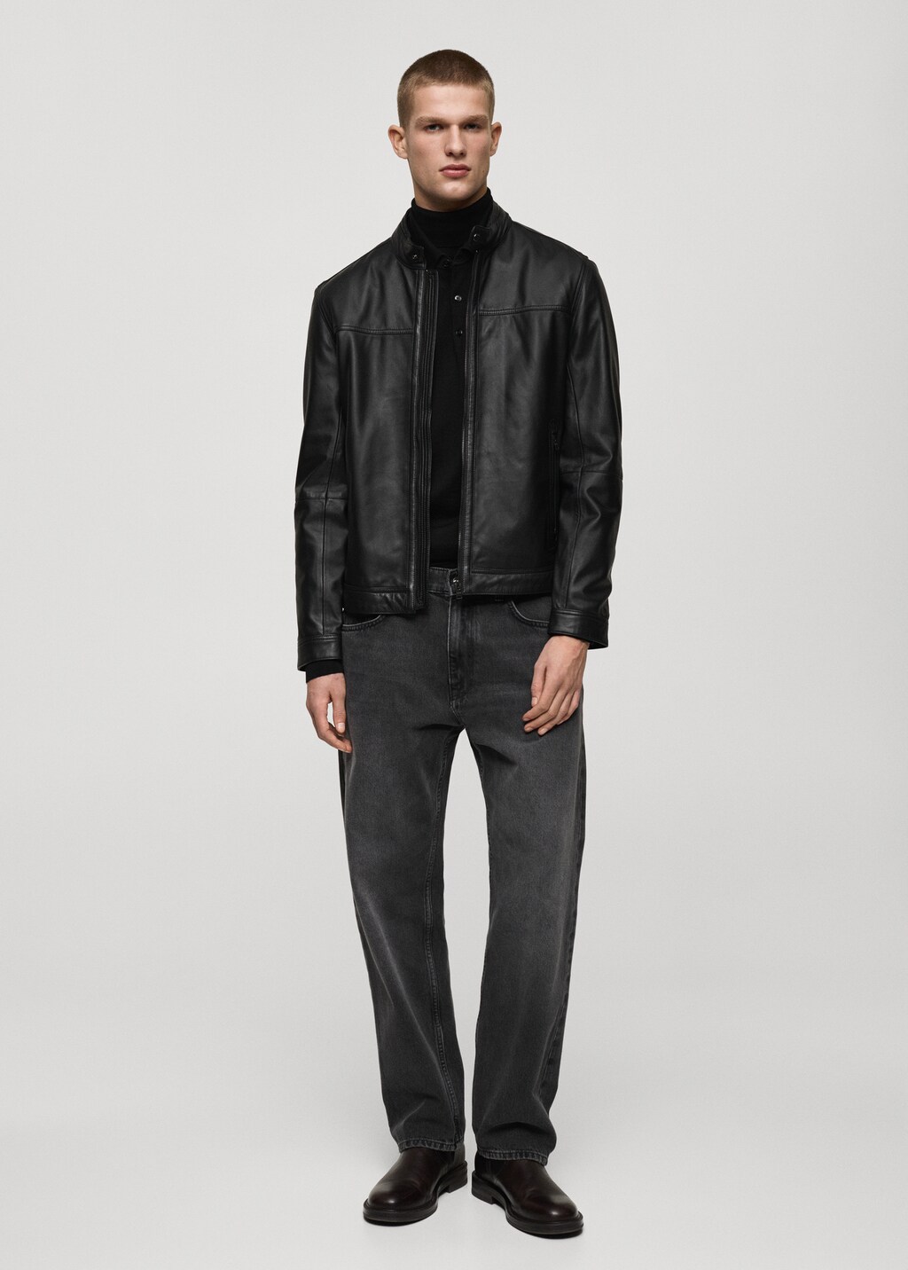 Nappa leather biker jacket - Black