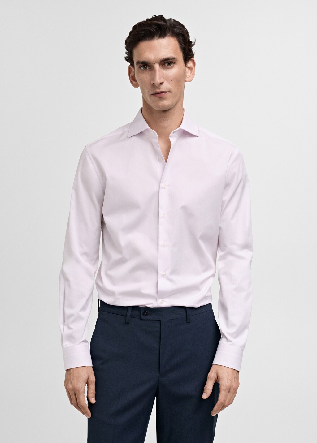 100% cotton slim-fit suit shirt - Pink