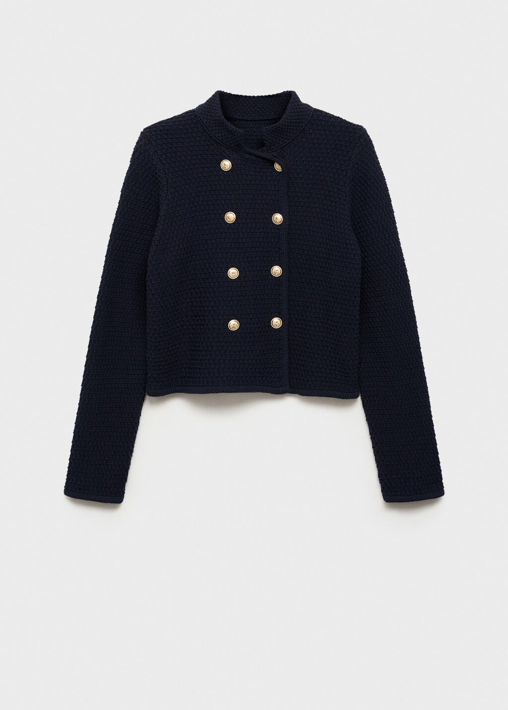 Double-breasted knitted jacket - Navy