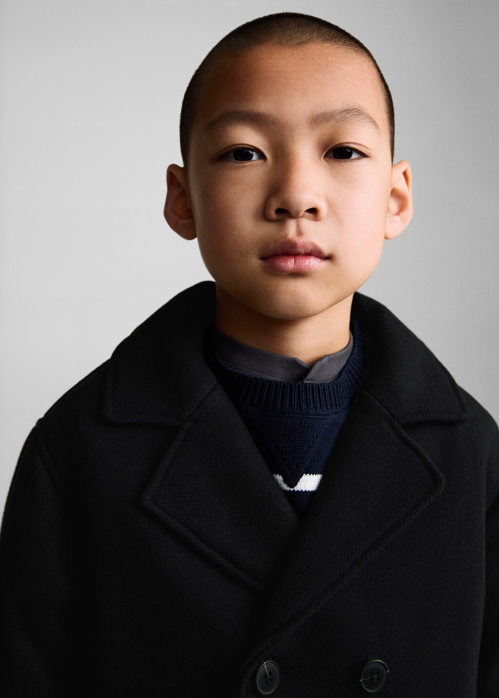 Buttoned wool coat - Dark Navy