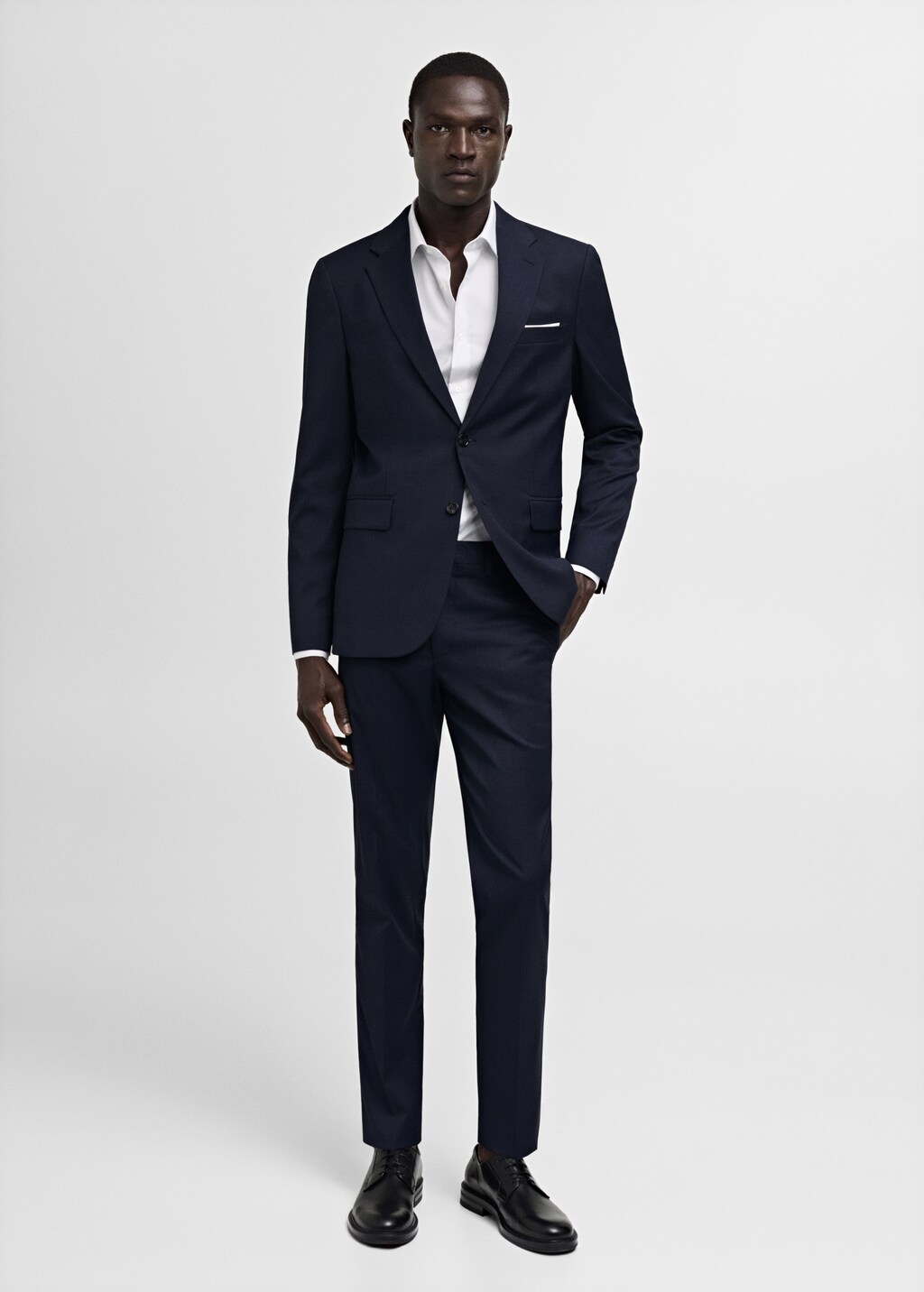 Stretch-fabric slim-fit suit jacket - Dark Navy