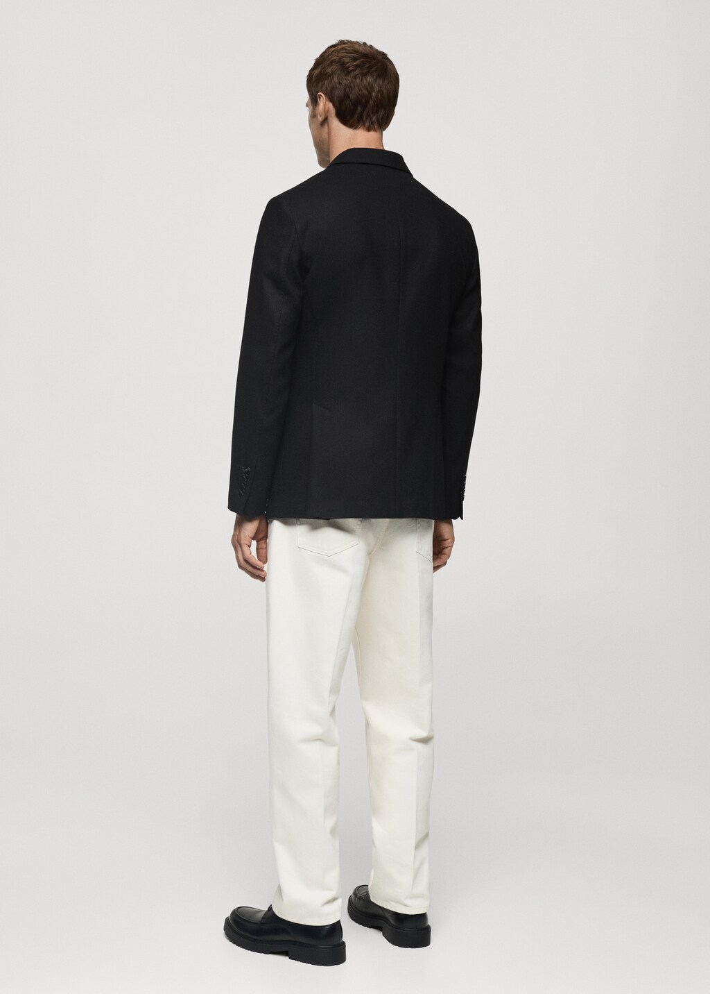 Recycled wool slim-fit jacket - Black