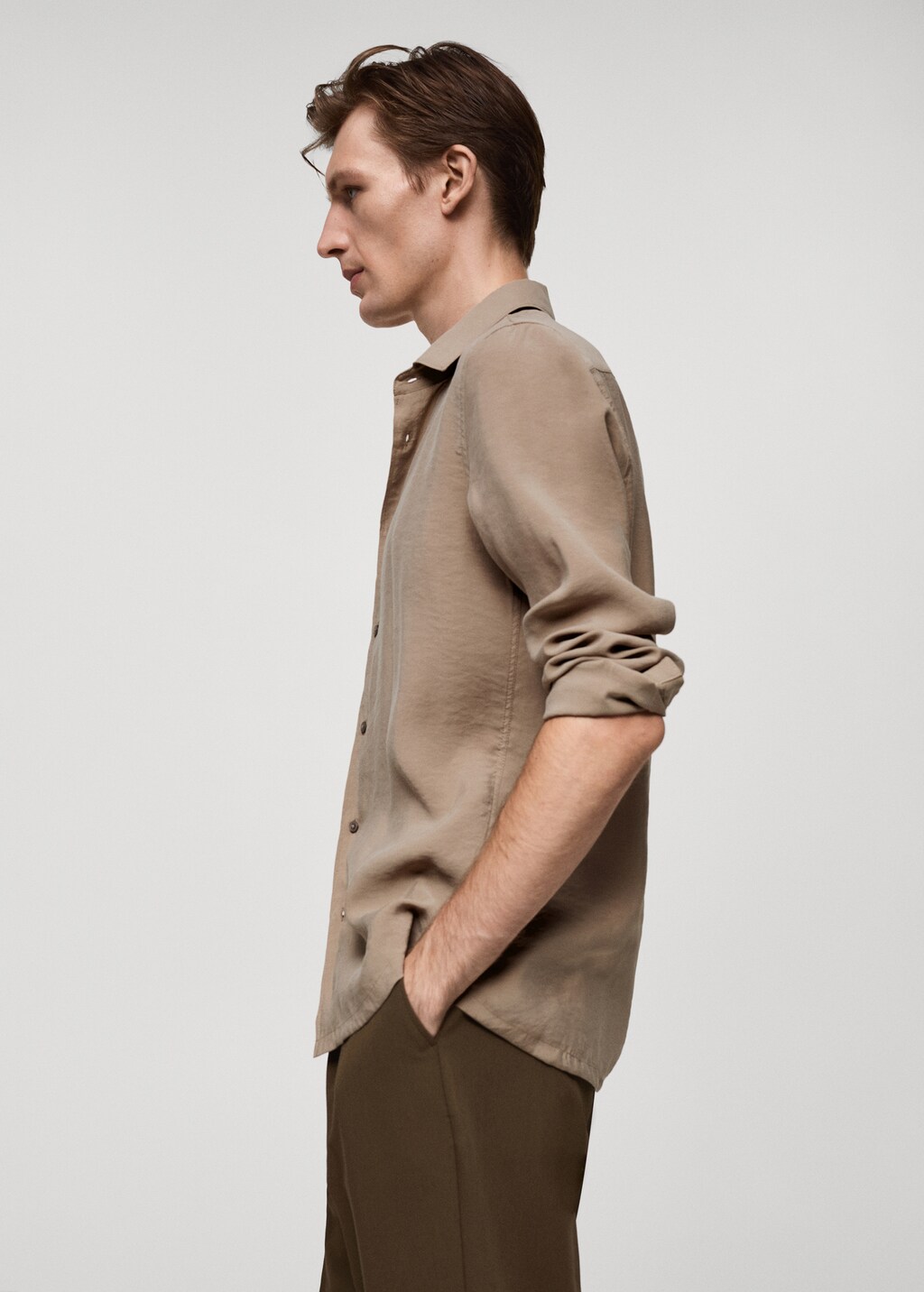 Regular fit tencel shirt - Medium Brown