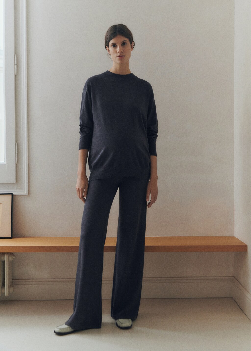 Round-neck knitted sweater - Dark Navy