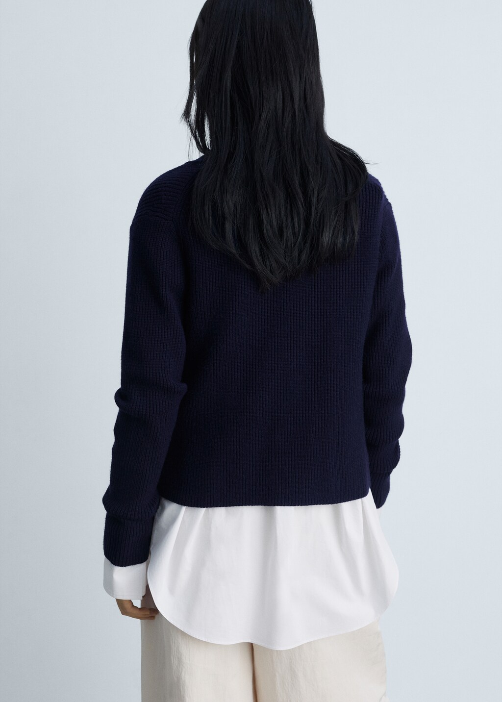 Double-breasted knitted jacket - Dark Navy