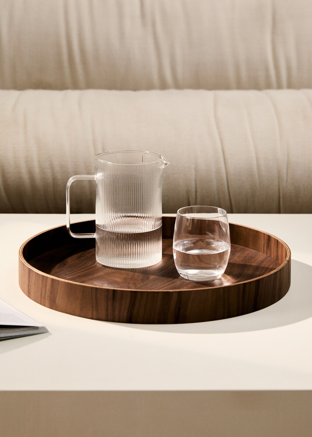 Large round wooden tray - Brown