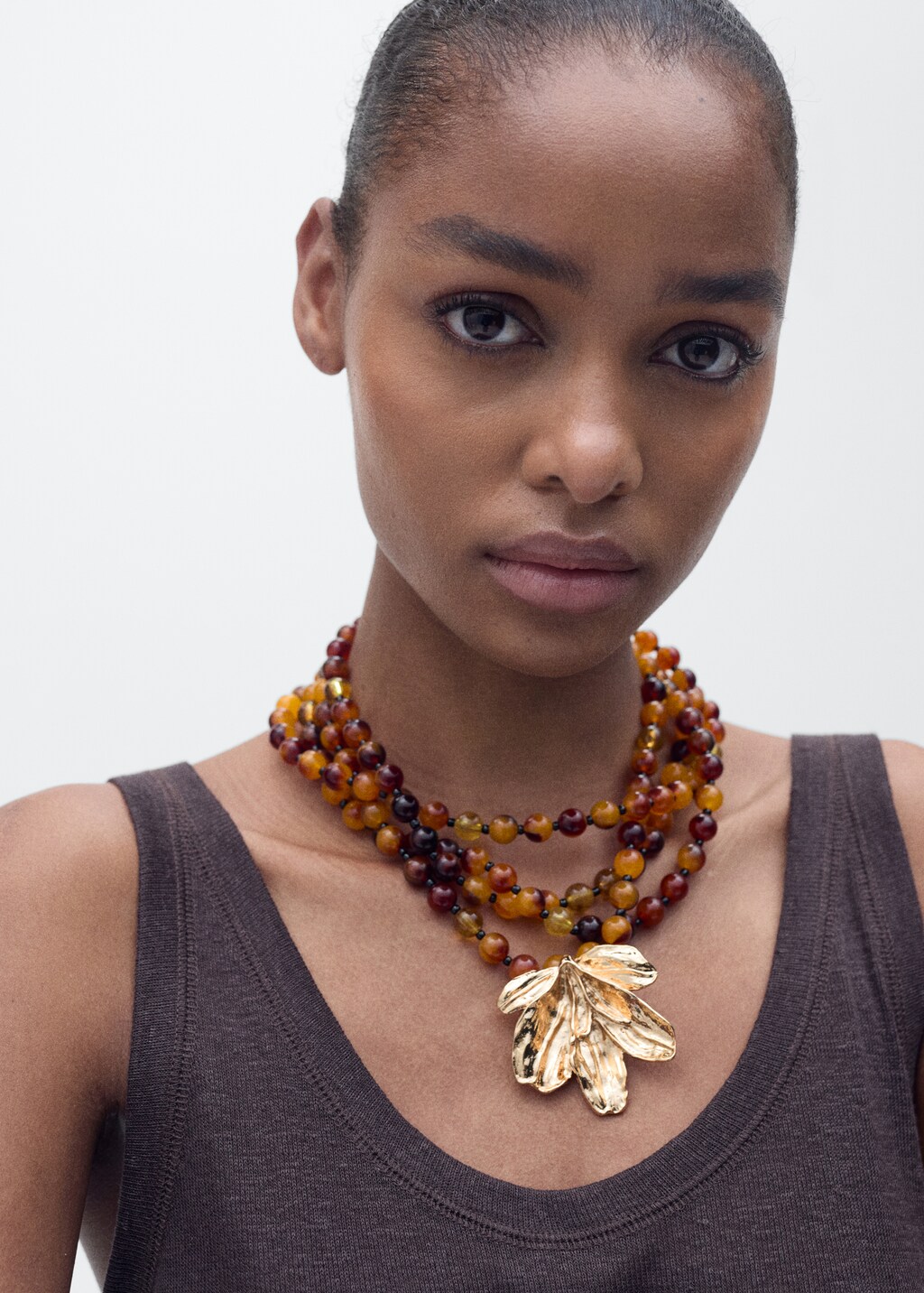 Combined beads necklace - Gold