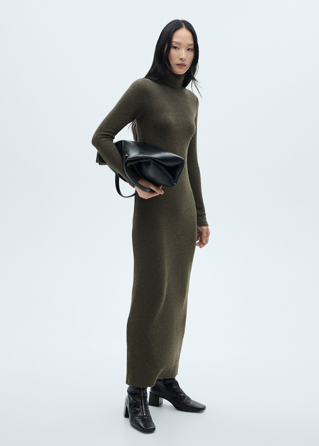 Knitted turtleneck dress - Green