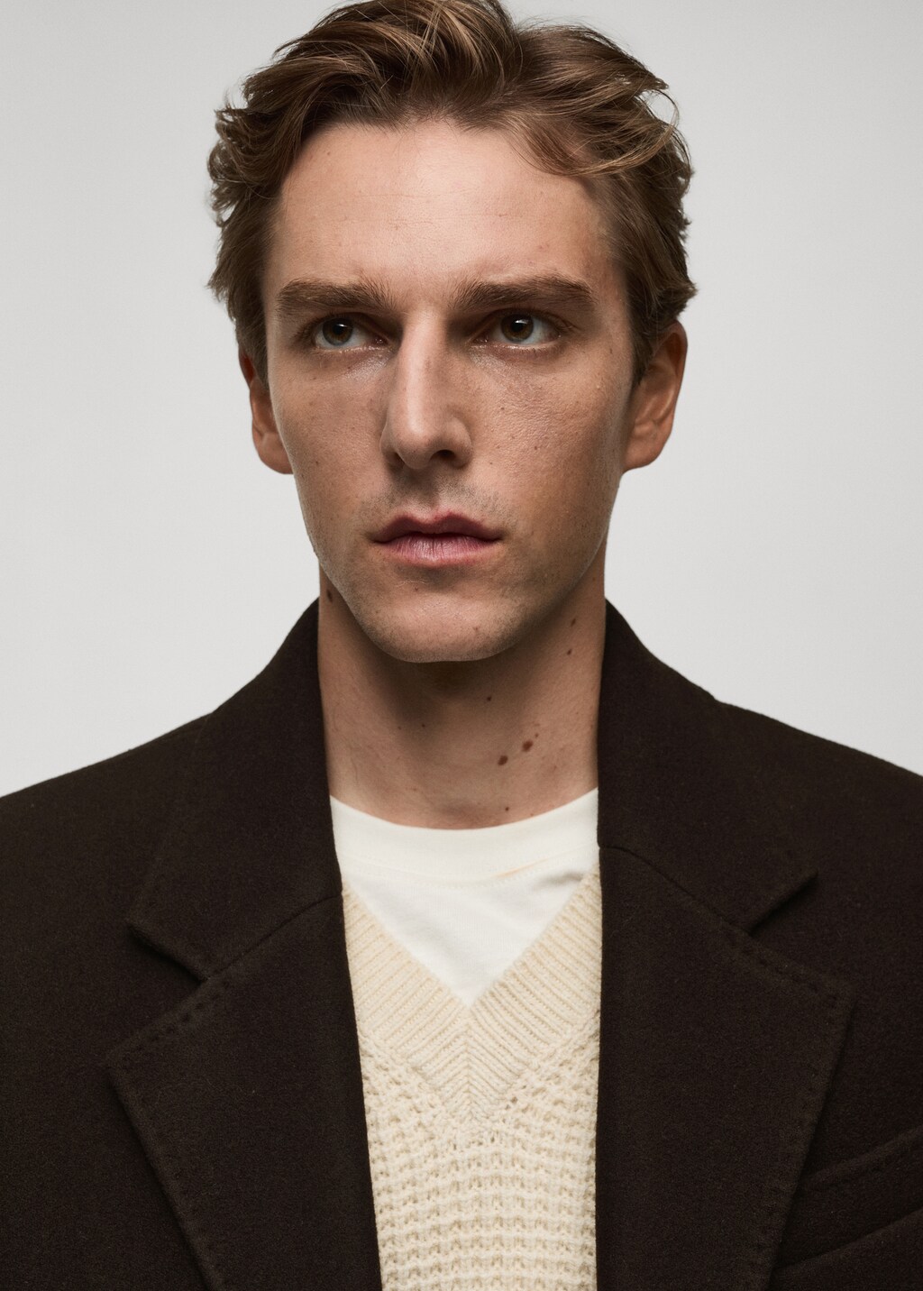 Relaxed-fit long wool coat - Chocolate