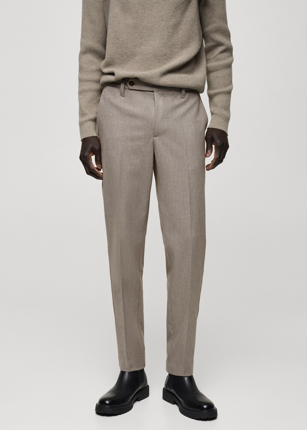 Slim-fit flannel trousers - Dark Navy