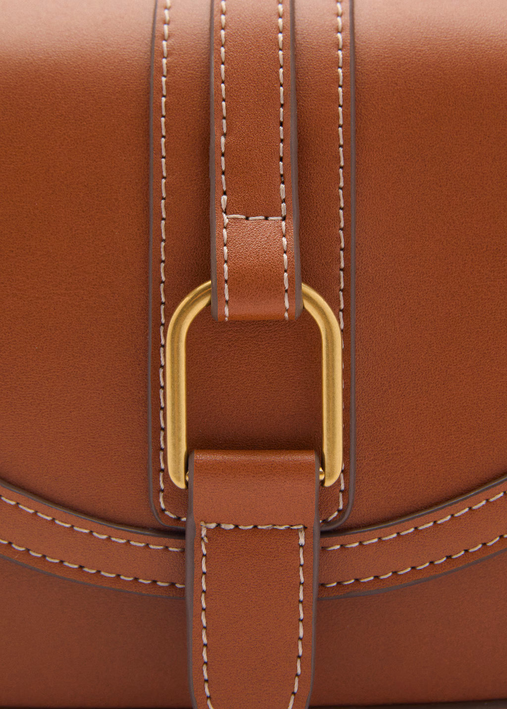Leather-effect shoulder bag with buckle - Leather