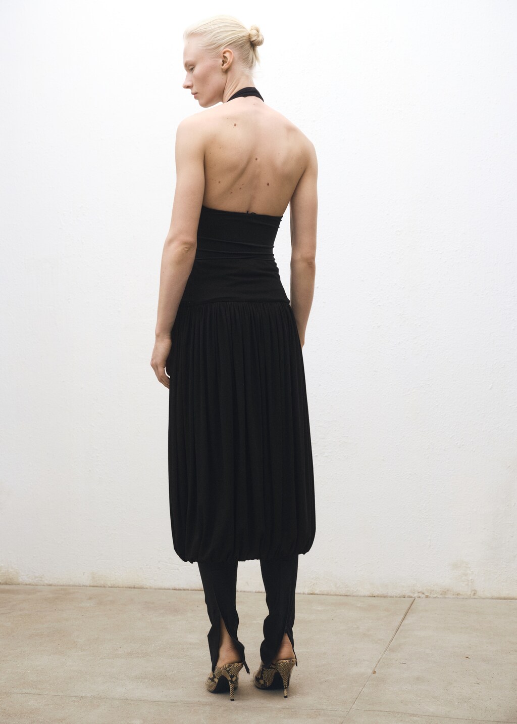 Balloon-effect midi-skirt - Black
