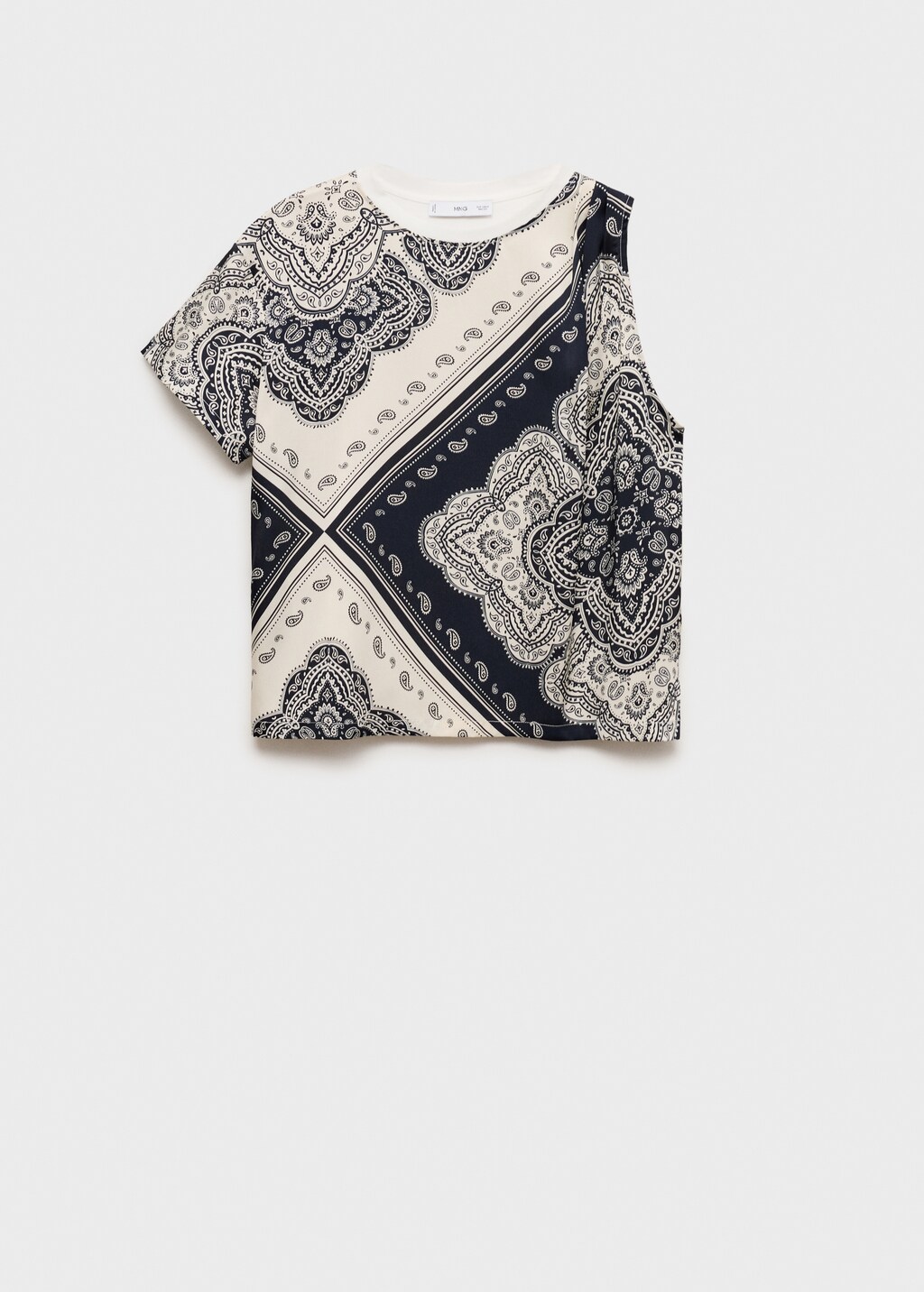 Asymmetrical paisley print t-shirt - Off White