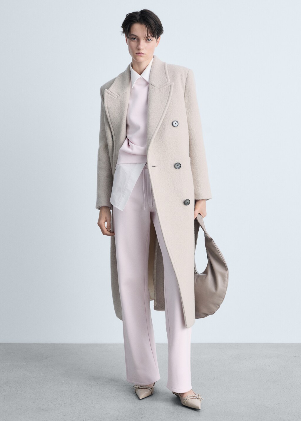 Round-neck cotton sweatshirt - Pastel Pink