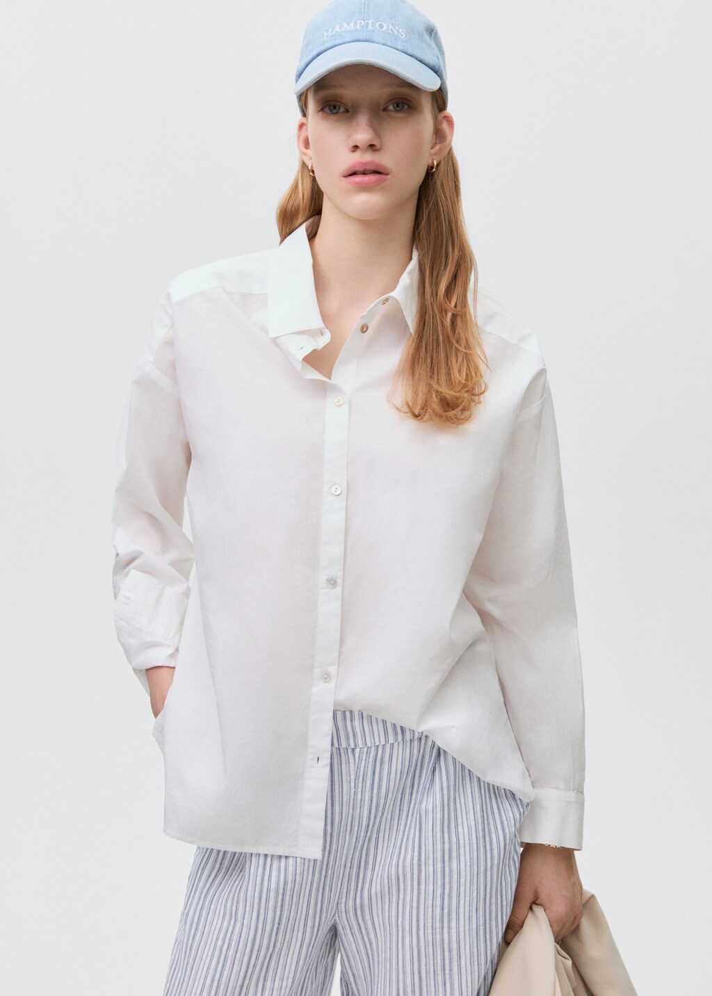 Striped cotton trousers - Sky Blue