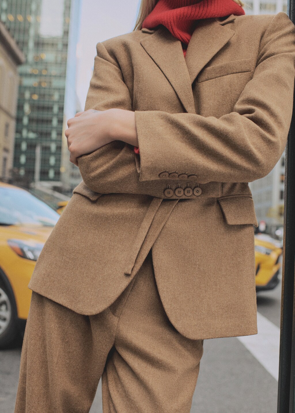 Wool-blend suit jacket - Tobacco Brown