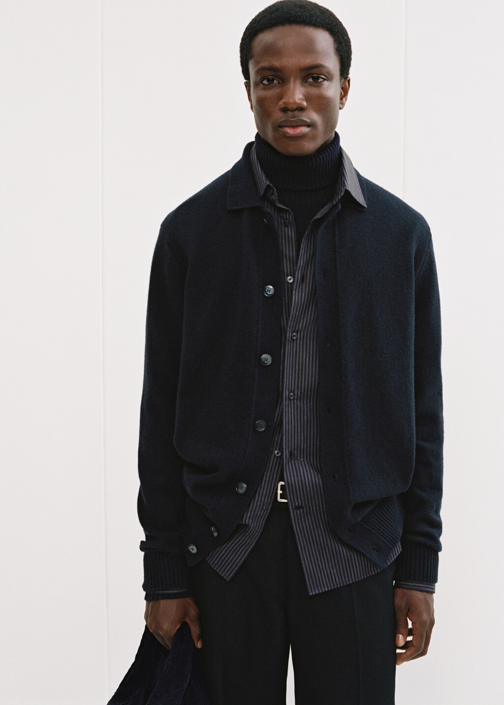 Slim-fit cotton pinstripe shirt - Sky Blue