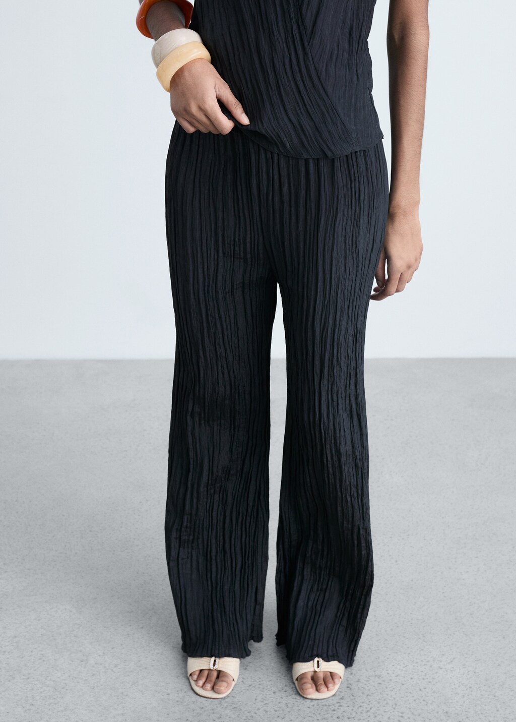 Pleated straight trousers - Vanilla