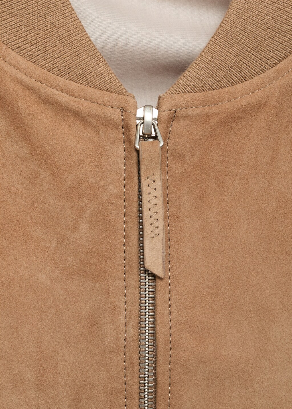 Suede leather bomber jacket - Beige
