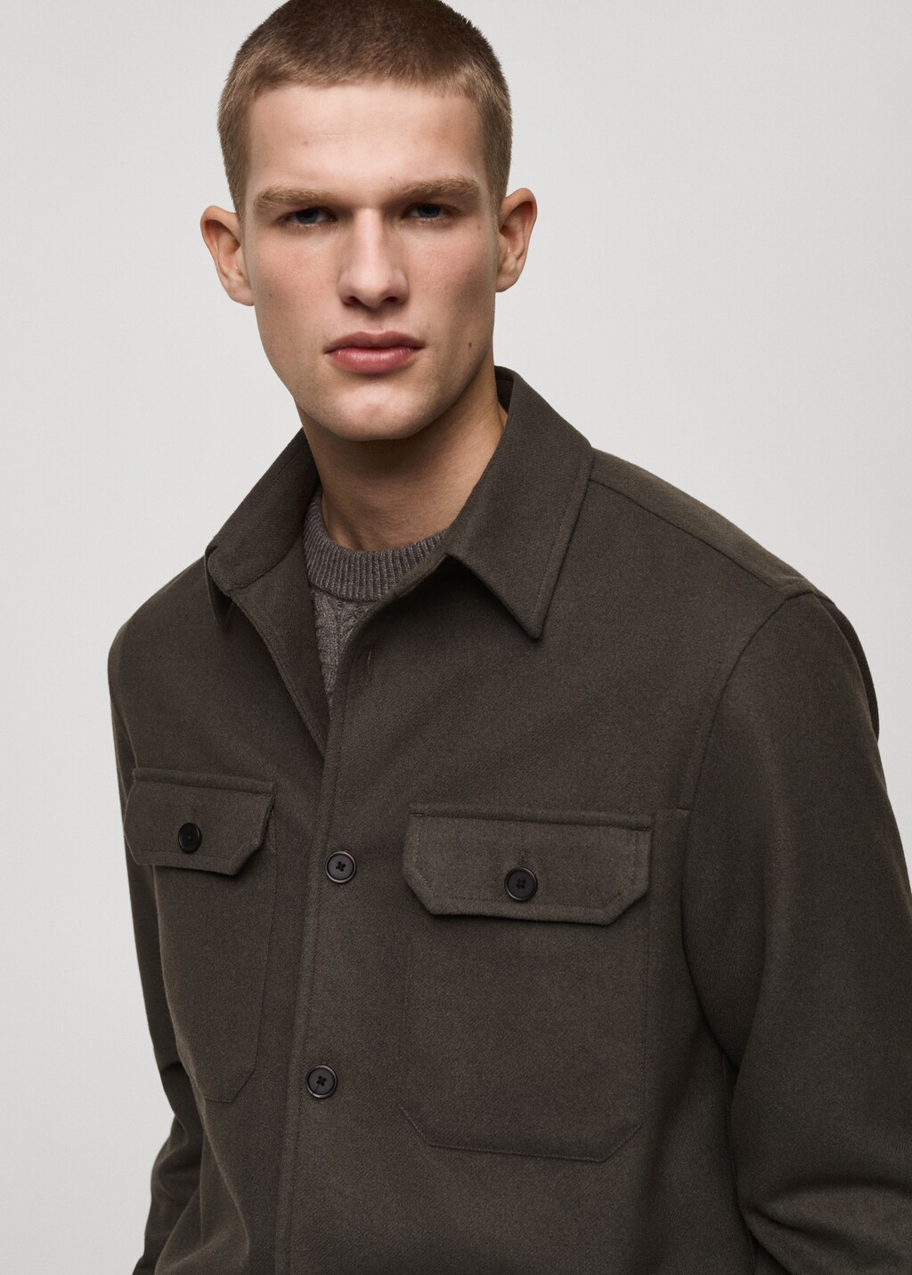 Wool-blend flannel overshirt - Grey