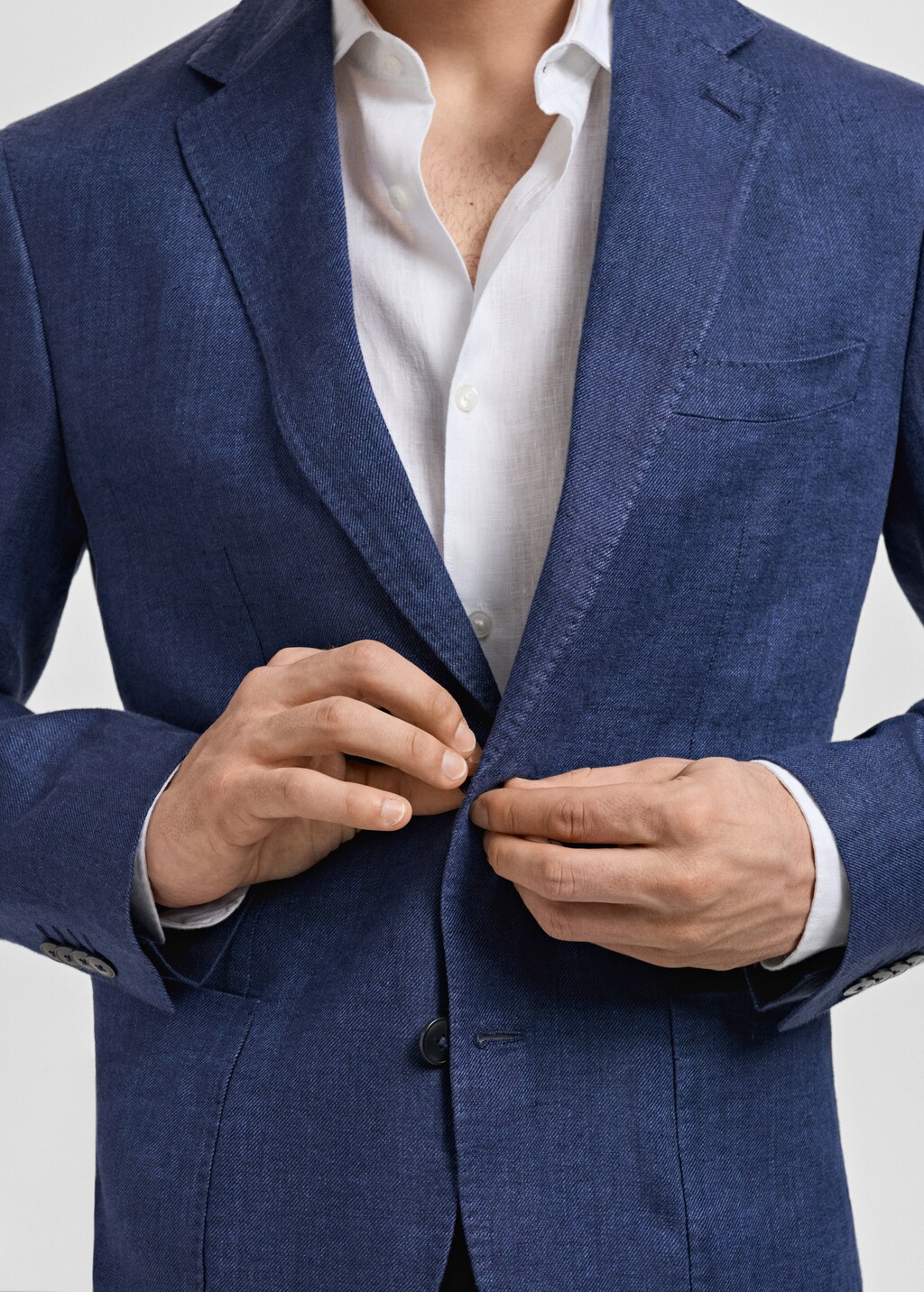 Salerno 100% linen slim fit suit blazer - Ecru