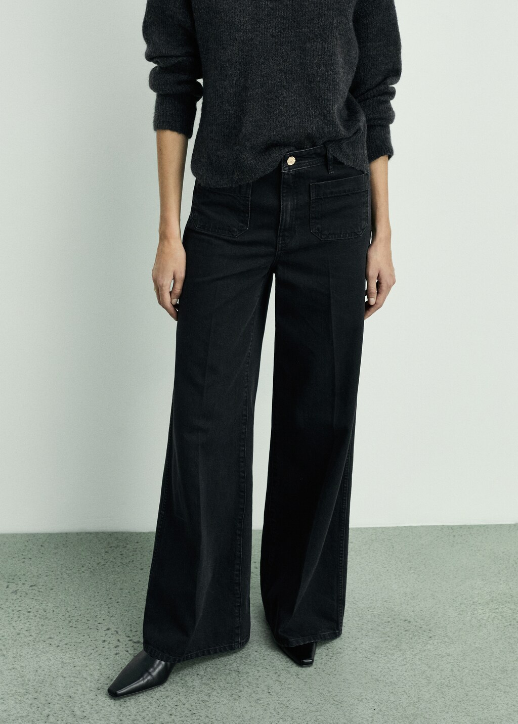 Wideleg jeans with pockets - Dark Blue