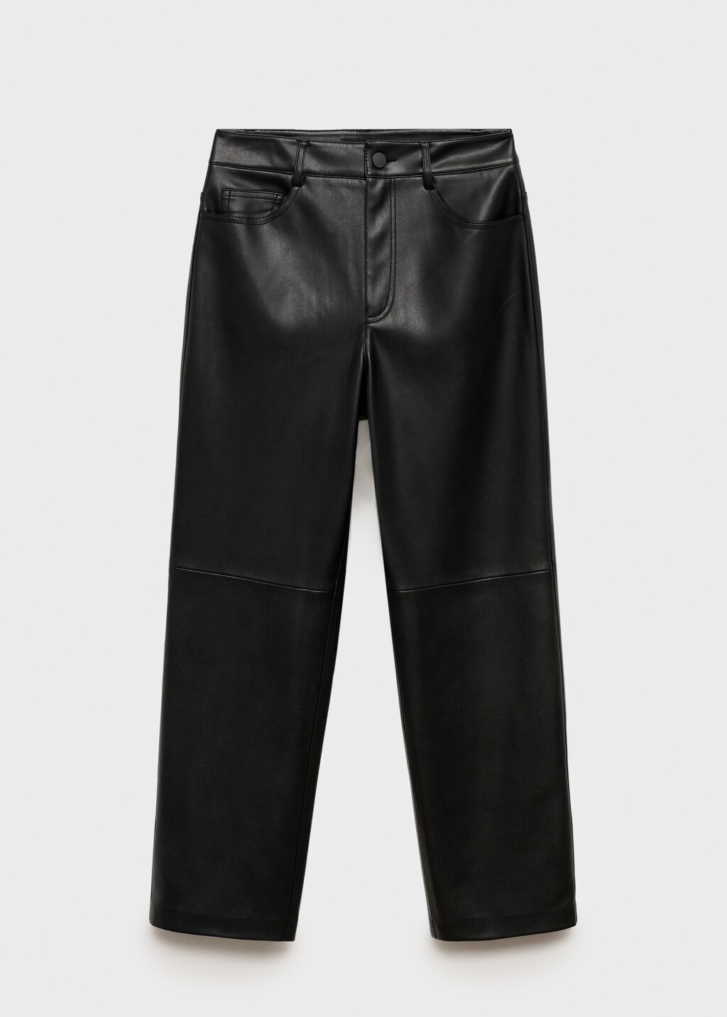 Leather-effect straight trousers - Black