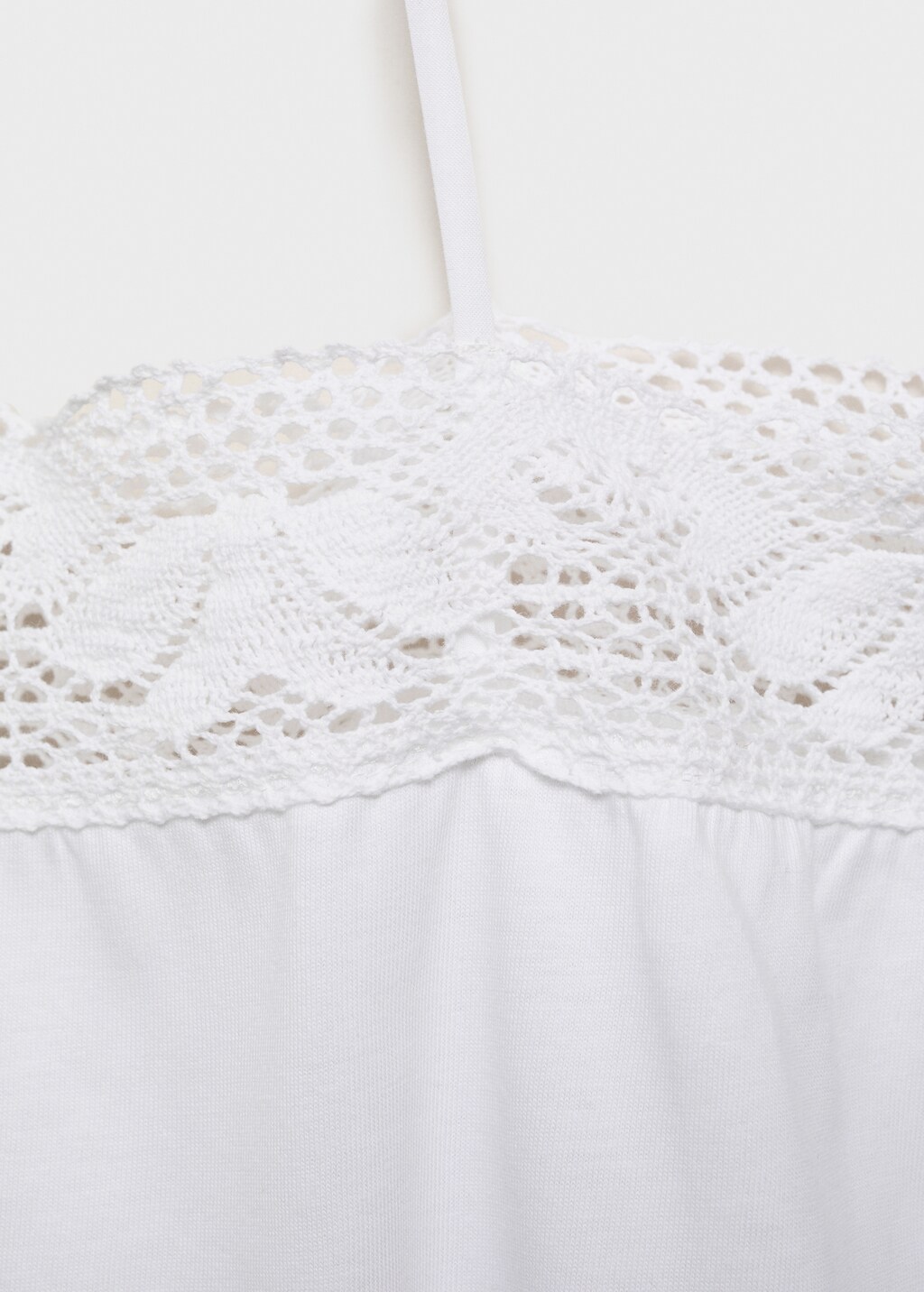Cotton top with lace detail - White