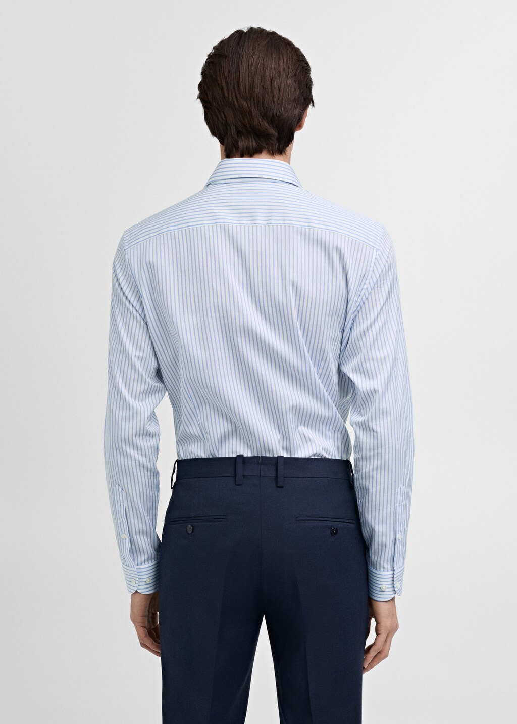 Slim fit cotton striped suit shirt - Sky Blue