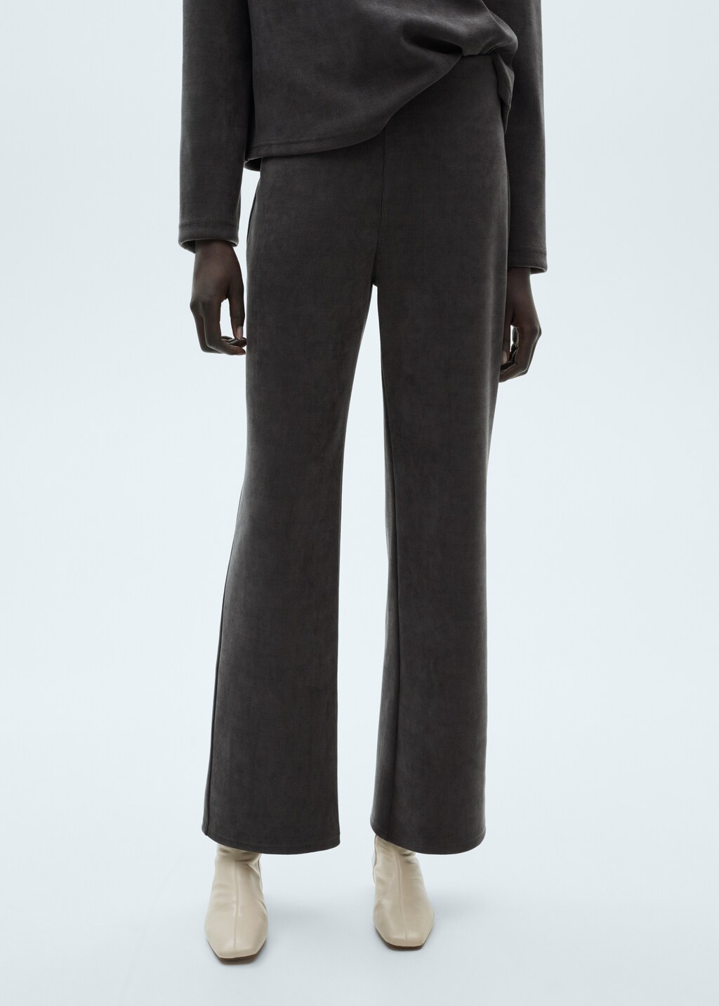 Corduroy straight trousers - Ecru