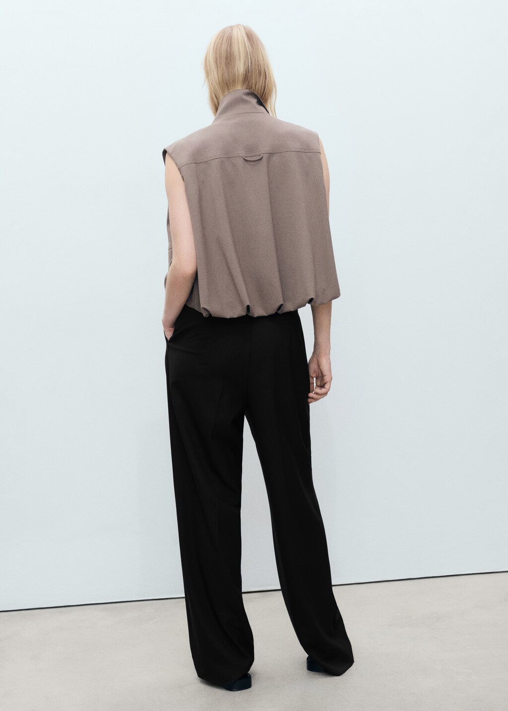 Wideleg pleated trousers - Black