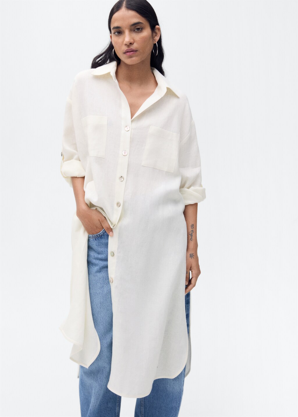 Linen long shirt - Vanilla