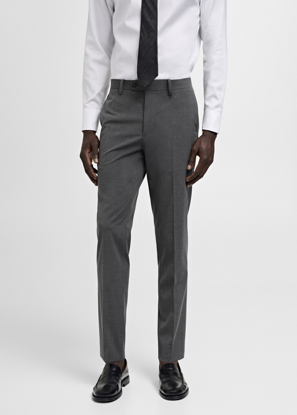 Stretch-fabric slim-fit suit trousers - Dark Navy
