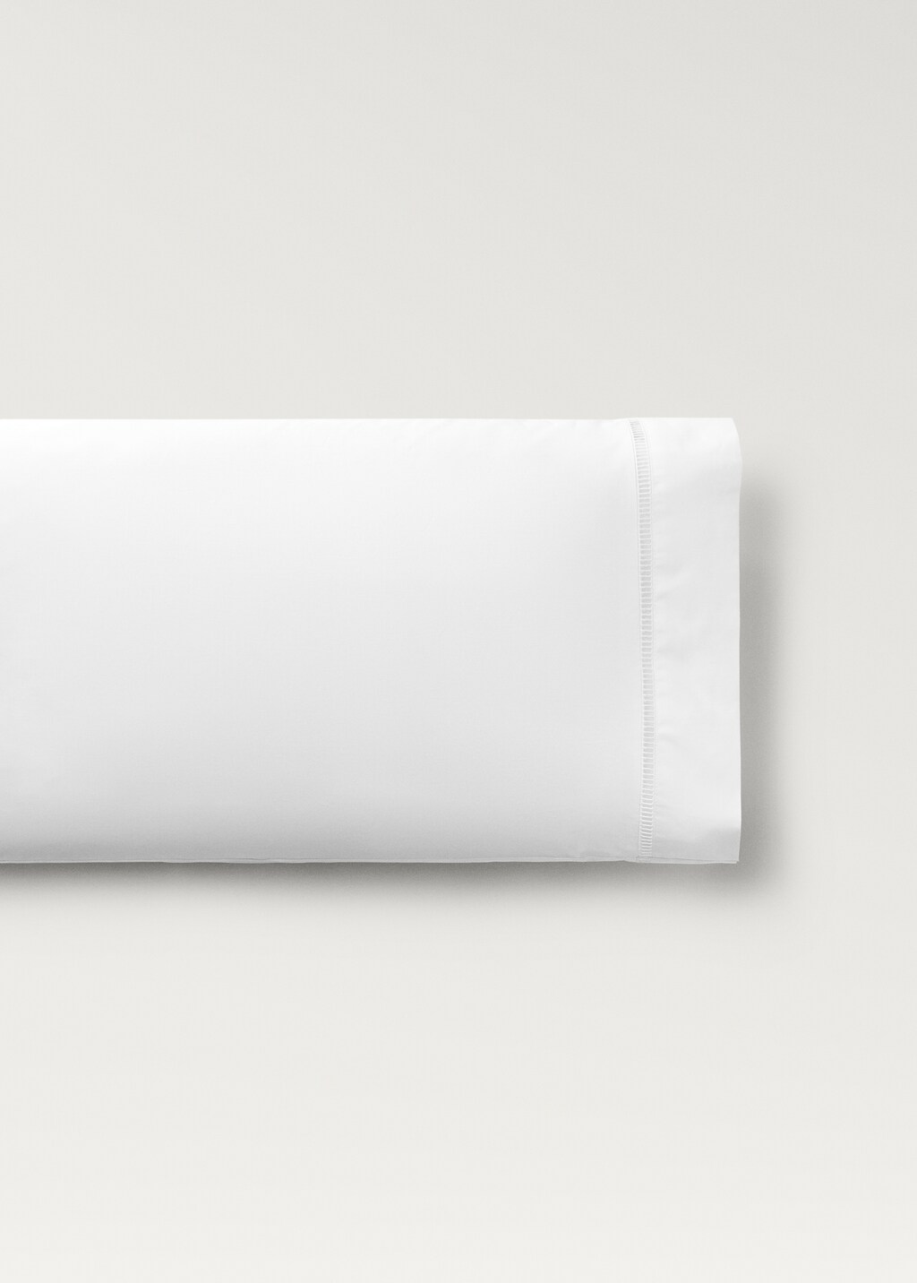 Cotton percale pillowcase with hemstitch, 45x110 cm - White