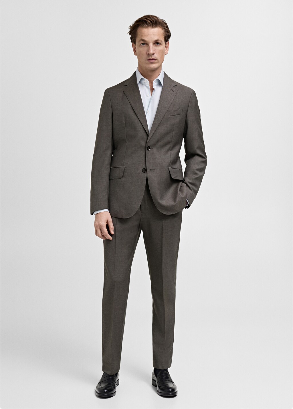 100% cotton striped suit shirt - Grey