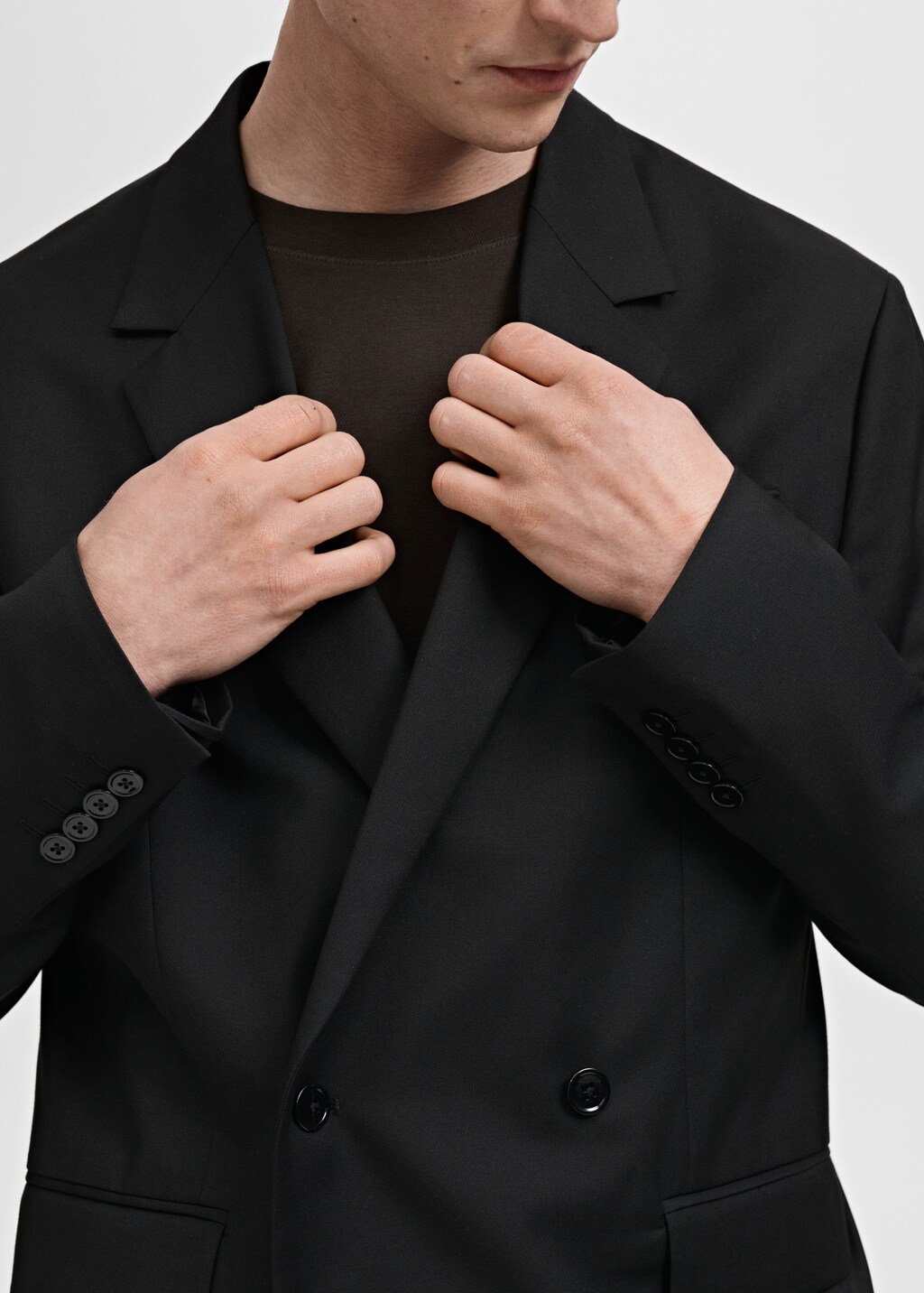 Boston regular-fit double-breasted suit jacket - Black