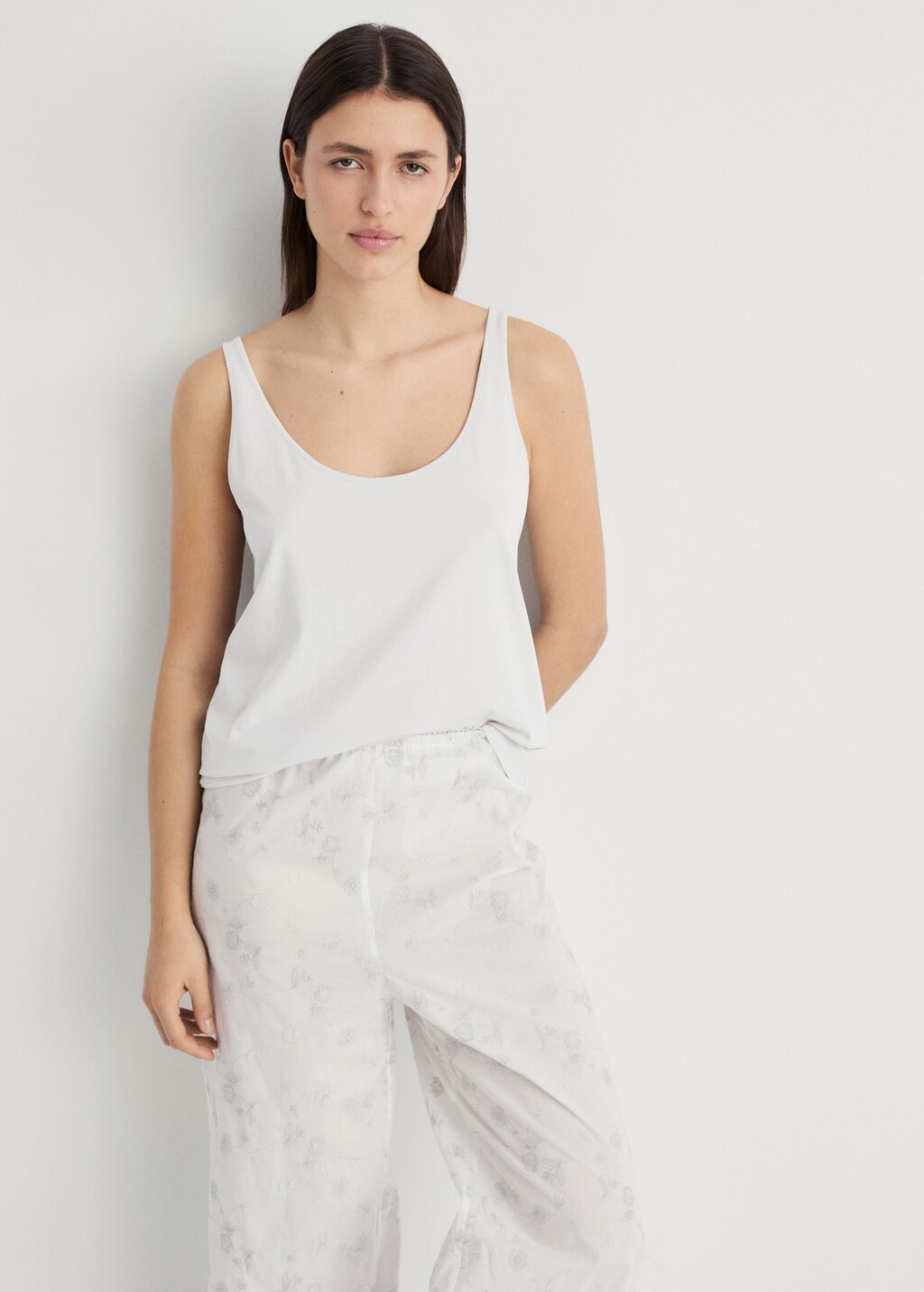Embroidered pyjama trousers - White