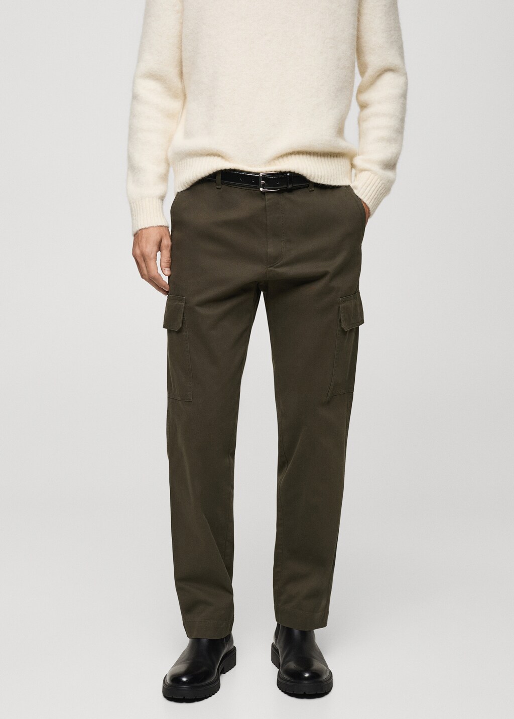Straight-fit cargo trousers - Khaki
