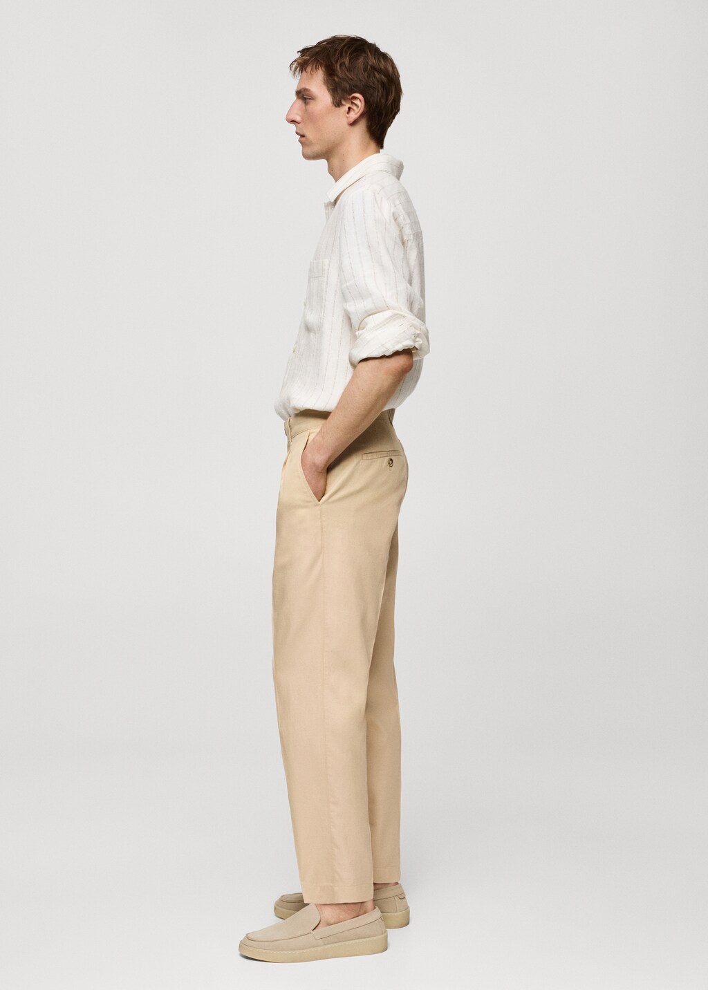 Cotton lyocell pleated trousers - Wine
