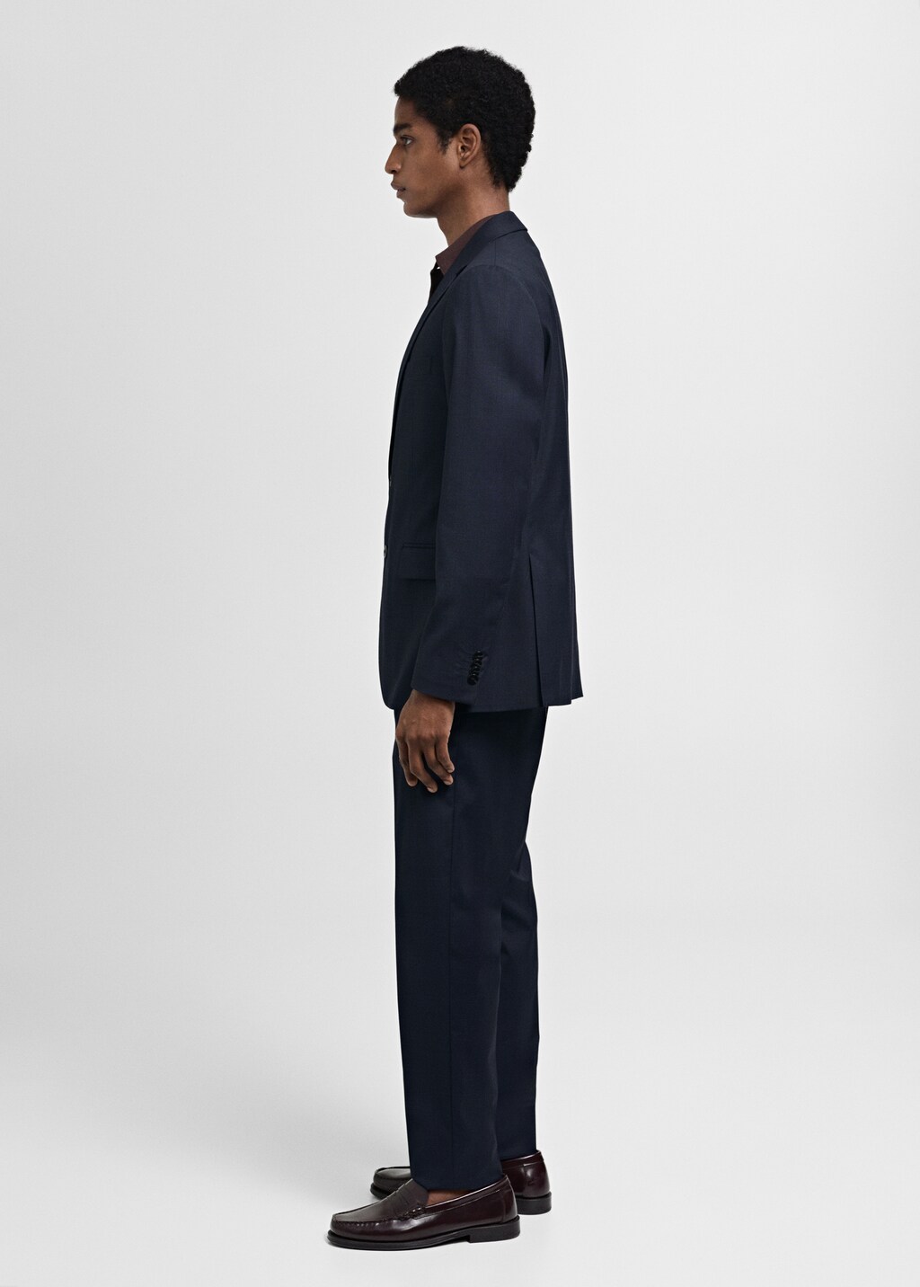 Stretch-fabric slim-fit suit trousers - Dark Navy