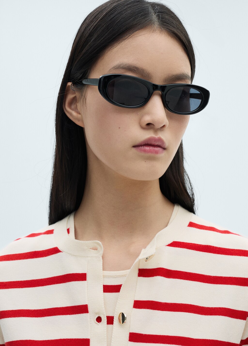 Striped knitted cardigan - Black